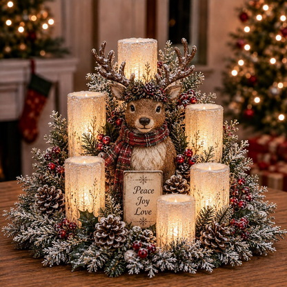Toaimer® Christmas Lighted Centerpiece with Flameless Candle Glow