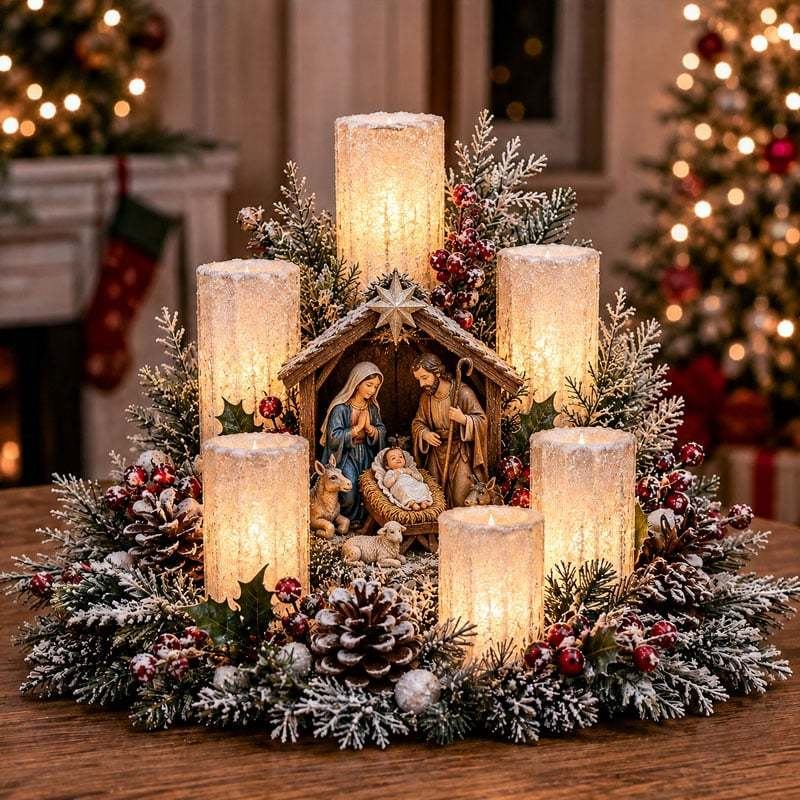 Toaimer® Christmas Lighted Centerpiece with Flameless Candle Glow