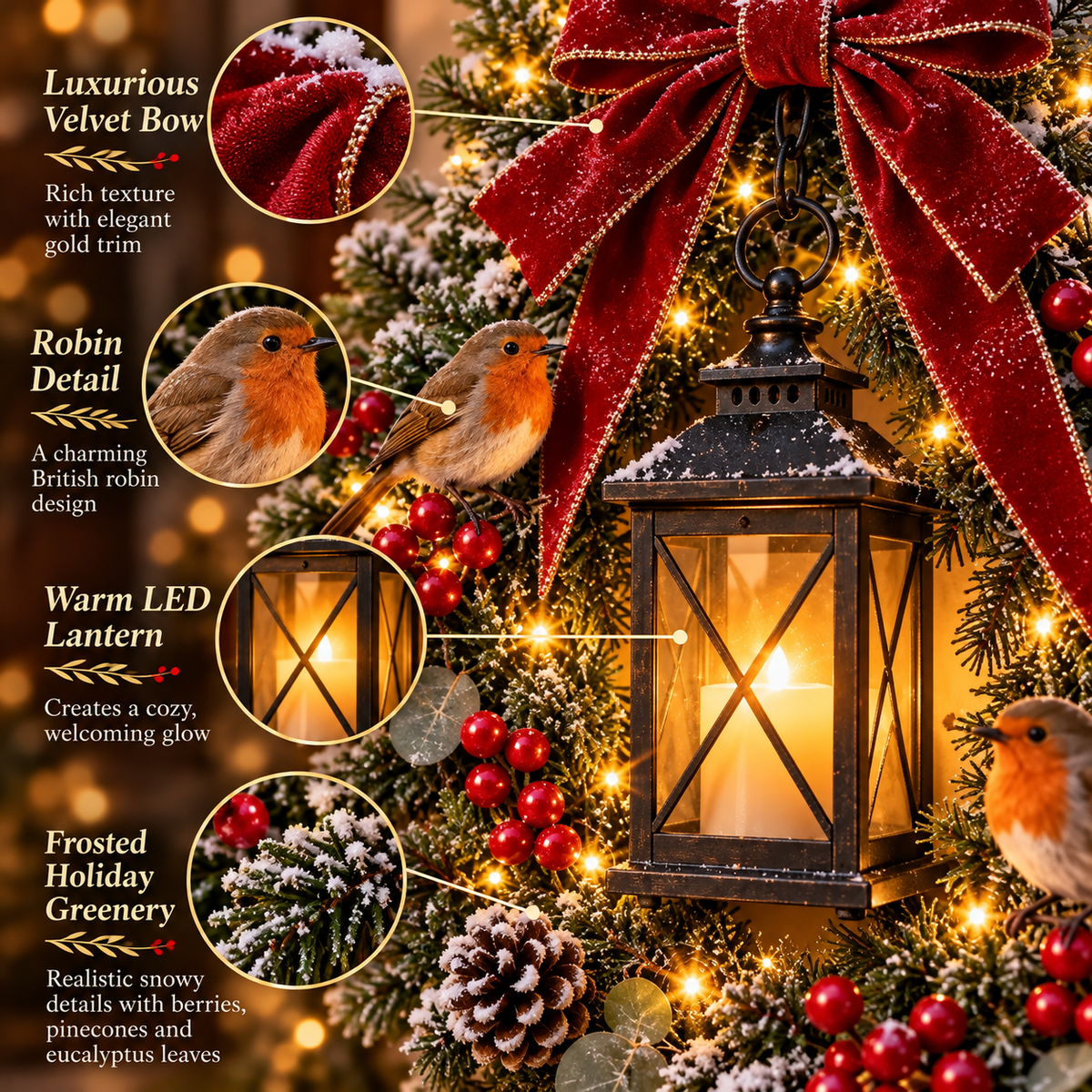 ✨Last Day 49% OFF✨A Robin REBYIPO® – Lighted Robin Christmas Wreath