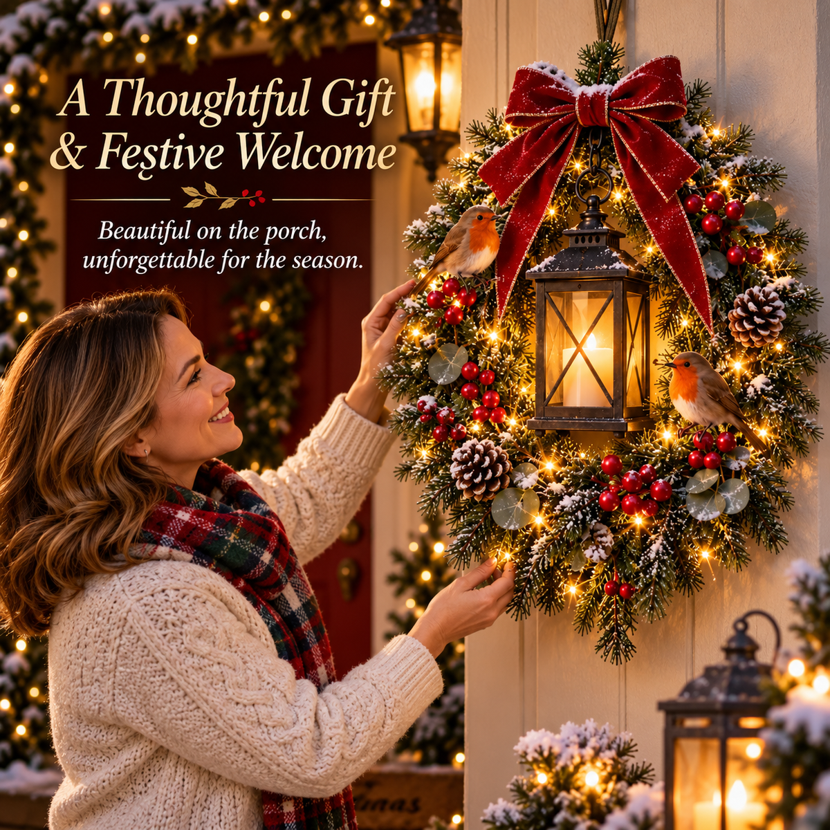 ✨Last Day 49% OFF✨A Robin REBYIPO® – Lighted Robin Christmas Wreath